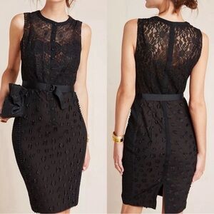 Anthropologie BYRON LARS Gisella Black Lace Sheath Dress, Petite 6 beauty mark